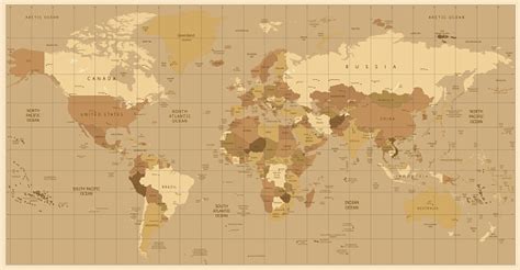 Detailed World Map In Colors Of Brown Stock Illustration Download