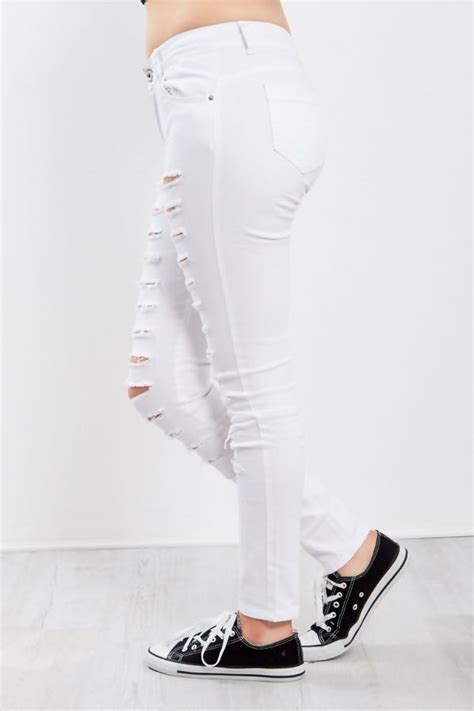 Wholesale White Extreme Ripped Skinny Jeans