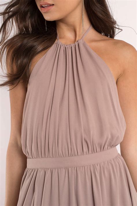 Cute Taupe Dress Backless Dress Beige Sleeveless Maxi Dress 80 Tobi Us