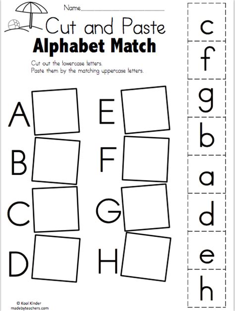Summer Alphabet Match Cut And Paste Made By Teachers
