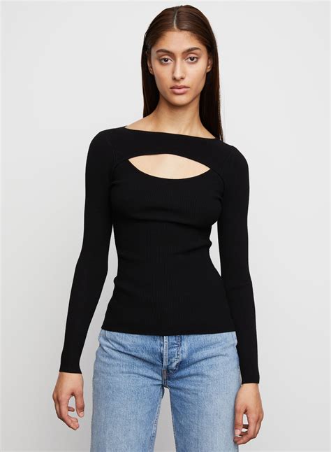 Black Maggie Ribbed Open Chest Cutout Sweater Bailey 44