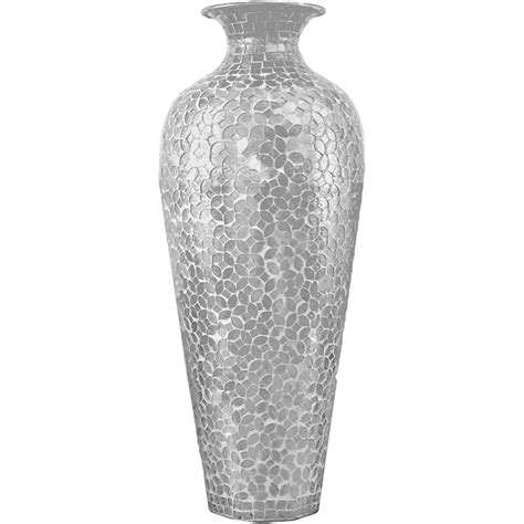 Decorshore Decorative Mosaic Vase Large Metal Floor Vase With Glass Mosaic In Silver Walmart