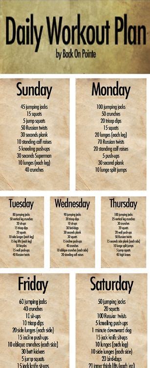 Week 1 monday, wednesday, friday. Daily Workout Plan: Monday through Sunday! :) | Weekly ...