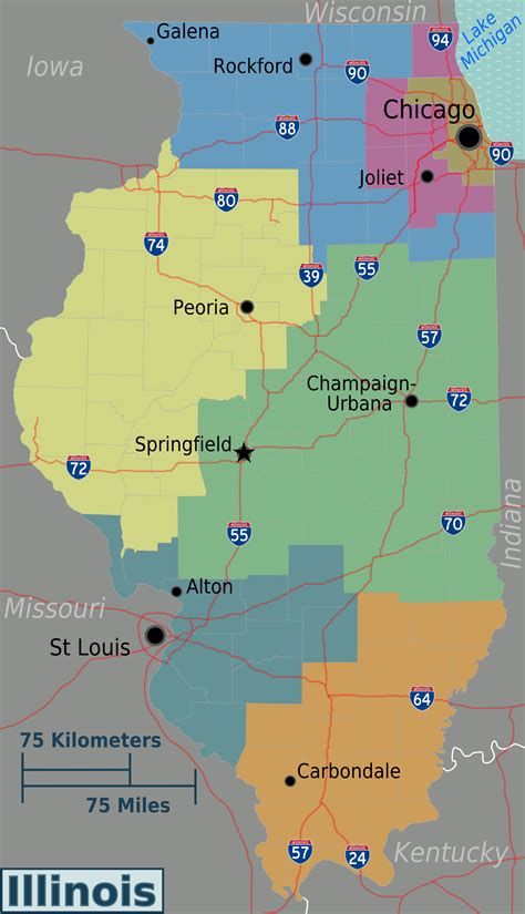 Landkarte Illinois Karte Regionen Karten Und