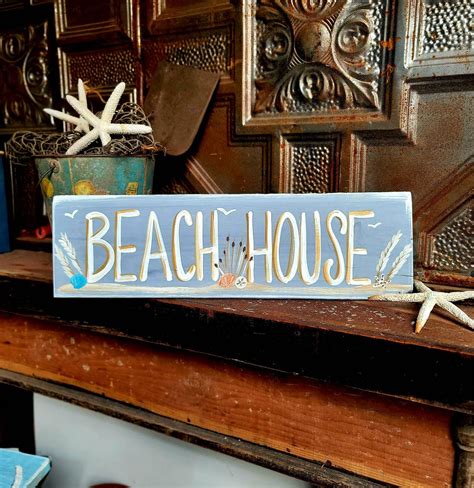 Beach House Signrustic Beach Signsbeach Decorseaside Decorsummer