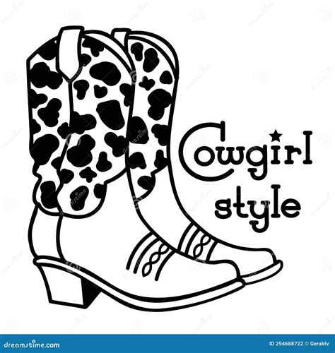 Cowgirl Boots Vector Illustration Vector Country Cowboy Boots With Cow