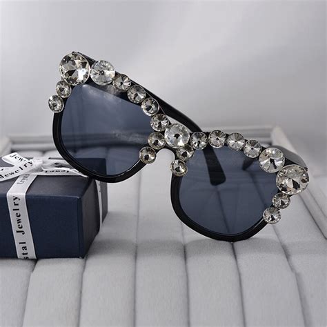 New Big Frame Brand Designer Baroque Sunglasses For Women Personality Style Gem Stone Sun