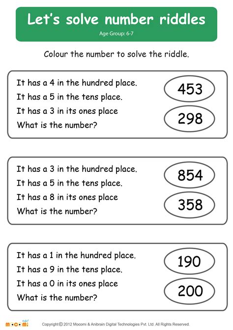 Math Riddles For Kids Worksheet