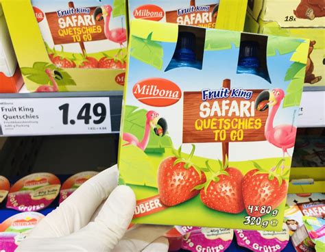 Dažniau apsilankę svetainėje www.lidl.lt ir užsiprenumeravę naujienlaiškį nepraleisite naujienų, akcijų ir pasiūlymų. Lidl Milbona Fruit King Safari Quetschies to go Erdbeere ...