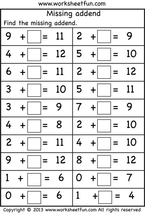 Printable Math Sheets For 1st Grade