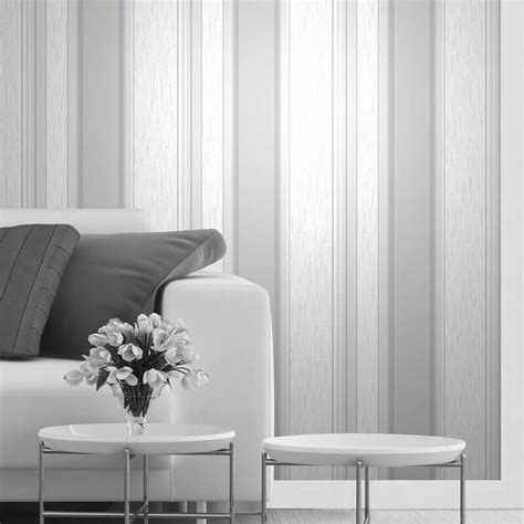 A Contemporary Striped Wallpaper In Dove Grey With A