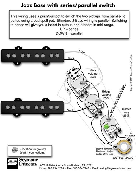 Mojo tone quick order form! Jazz Bass Pickup wiring with series/parallel switch - by Seymour Duncan | Bass guitar, Electric ...