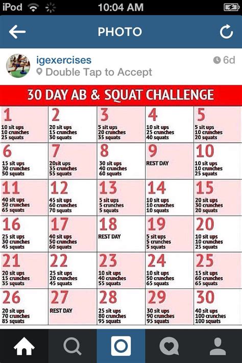 30 Day Ab And Squat Challenge Crunches Squats Squat And Ab Challenge
