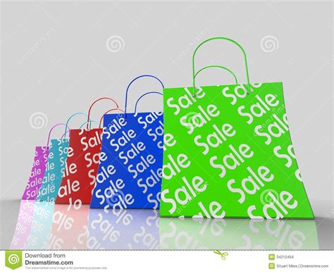 Sale Shopping Bags Shows Bargains Stock Illustration Illustration Of