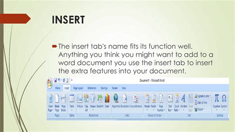 Solution Insert Tab In Ms Word Ppt Studypool