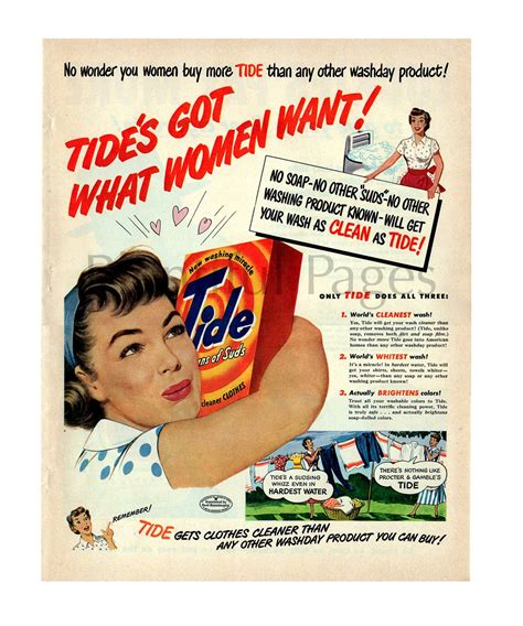 1950 Tide Detergent Vintage Ad 1950s Housewife Retro