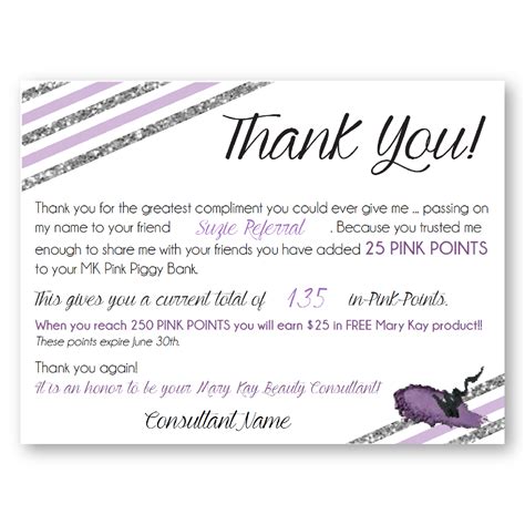 Mary Kay Century Club Customizable Referral Thank You Postcards Goal