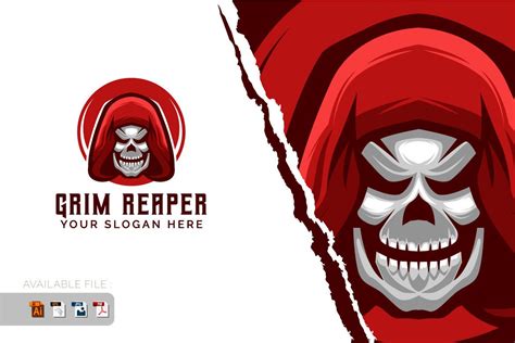 Grim Reaper In Red Color Logo Design Gráfico Por Ekozero7 · Creative