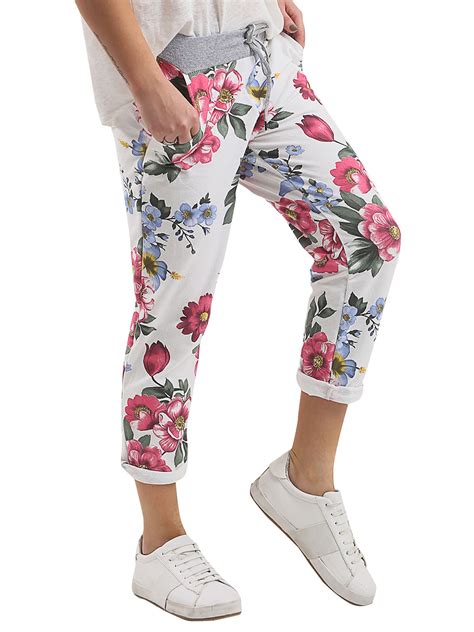 Women S Ladies Turn Up Italian Trousers Floral Rose Printed Summer Beach Pants Ebay