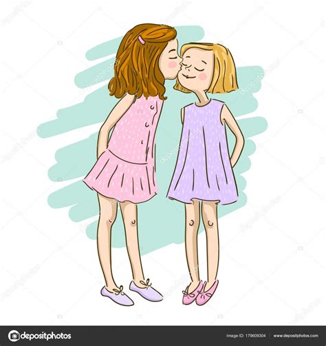 Two Girls Best Friends Vector Illustration — Stock Vector © Salvadorova