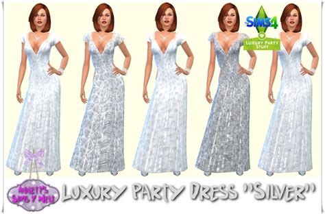 Annetts Sims 4 Welt Luxury Party Dress Silver