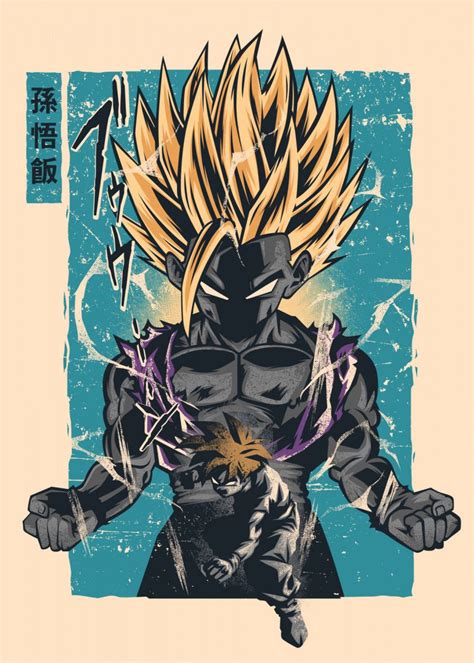 Gohan Retoro Poster Print By Hyper Twenty Displate Dragon Ball