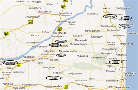 Kumbakonam Navagraha Temples Map