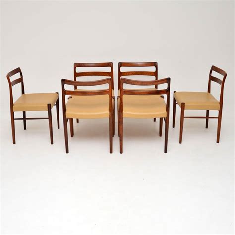 Set Of 6 Danish Rosewood And Leather Dining Chairs By Soren Willasden