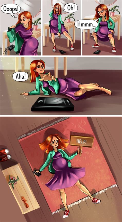 a comic strip with an image of a woman laying on the floor and another cartoon showing her