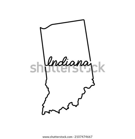 Indiana Us State Outline Map Handwritten Stock Vector Royalty Free