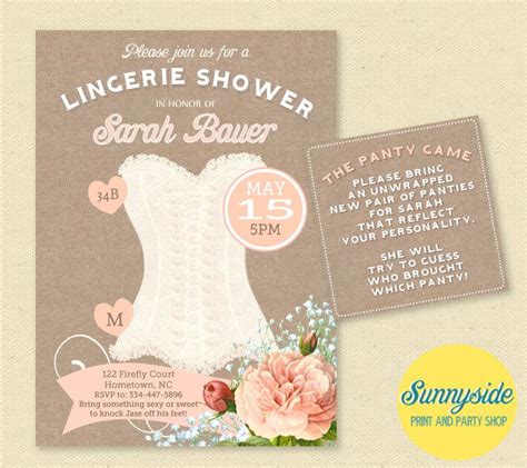 Bridal Shower Lingerie Invitation Pink Blush Corset Lingerie Shower