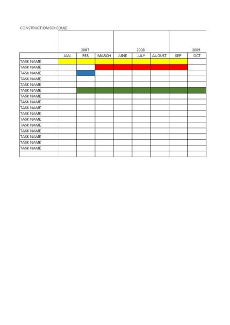 Construction Schedule Spreadsheet In Excel Templates At