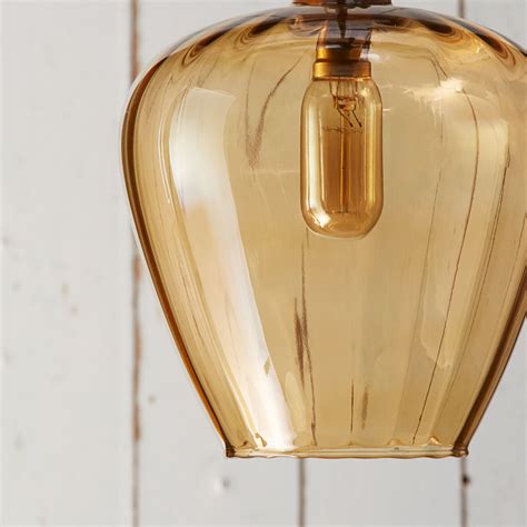 Small Lisboa Pendant Shade In Amber Glass With Classic Pendant Light