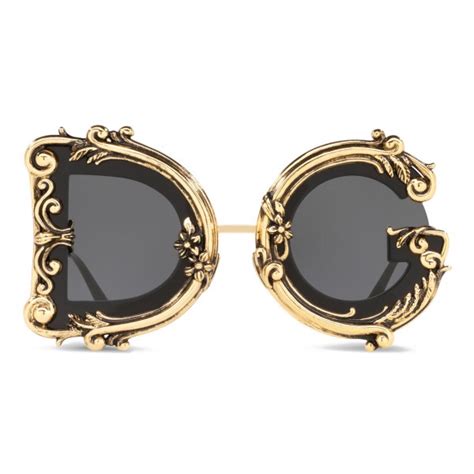 Dolce And Gabbana Devotion Sunglasses Black And Gold Dolce And Gabbana Eyewear Avvenice