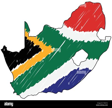 Sudáfrica Mapa Boceto Dibujados A Mano Ilustración Del Concepto De