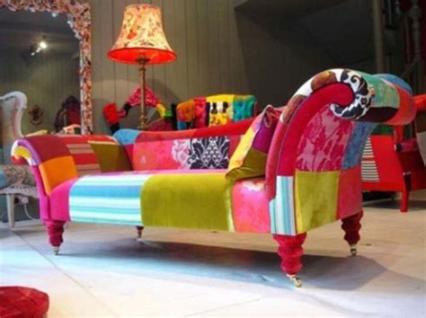 Colorful Chaise Lounge Patchwork Furniture Funky Home Decor