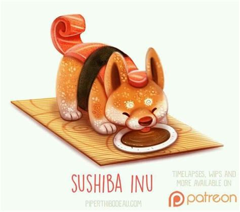 Sushi Dog Cute Food Drawings Animal Drawings Cute