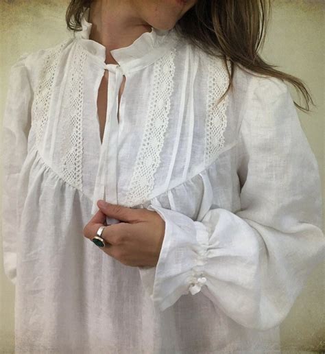 Linen Nightgown Handmade Victorian Nightgown With Lace Soft Etsy