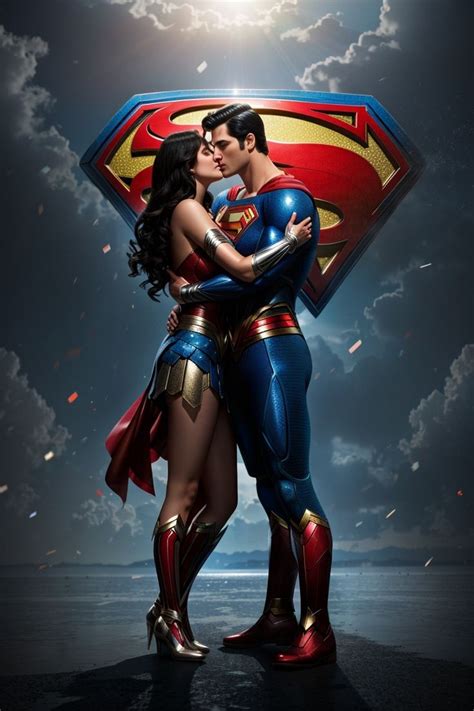 Superman Kissing Wonderwoman Superman Wonder Woman Superman Love Superman Artwork