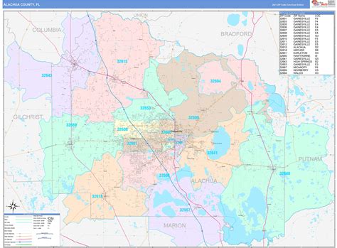 Alachua County Fl Wall Map Color Cast Style By Marketmaps Mapsales