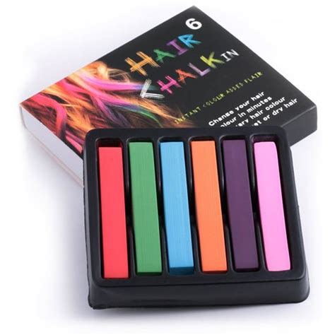 Hair Chalk® Pakke M 6 Stk Hårkridt Farvekridt Til Håret Spar 25 80
