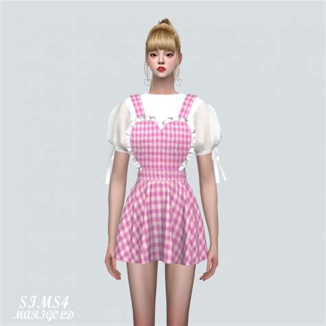 Sims4 Marigold Frill Heart Suspender Mini Dress With Puff Top • Sims 4