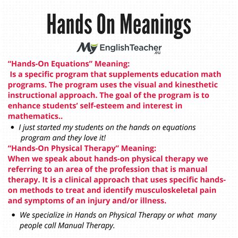 On the other hand, do we really need one? Hands On Meanings: Hands-On Experience, Hands-On Equations ...