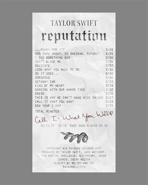 Album Receipts 🧾 On Instagram “reputation” By Taylor Swift