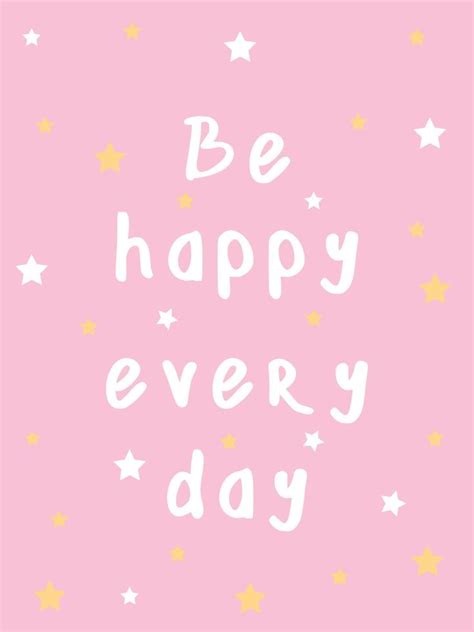 Postcard With The Inscription Be Happy Every Day Hand Drawn Text On