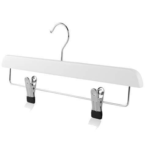 White Wooden Clip Hanger For Trousers And Skirts 35cm