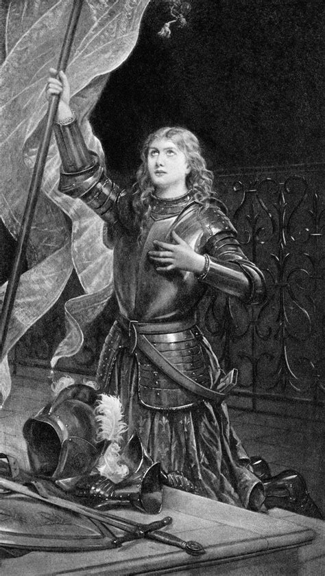 Print Of Joan Of Arc Kneeling With Flag Posters And Prints By Corbis