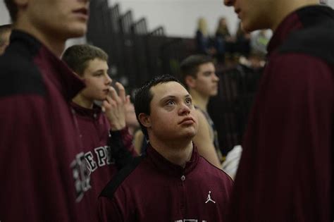 De Pere Hs Boys Basketball Team Manager Nate Wagner Takes The Court
