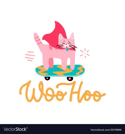 Woohoo Congratulation From Cat Sticker Vector Image