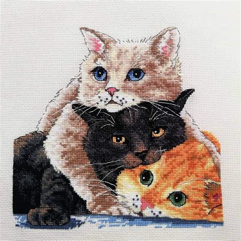 Multicolored Cats Cross Stitch Kit Counting Cross Stitch Kit Etsy